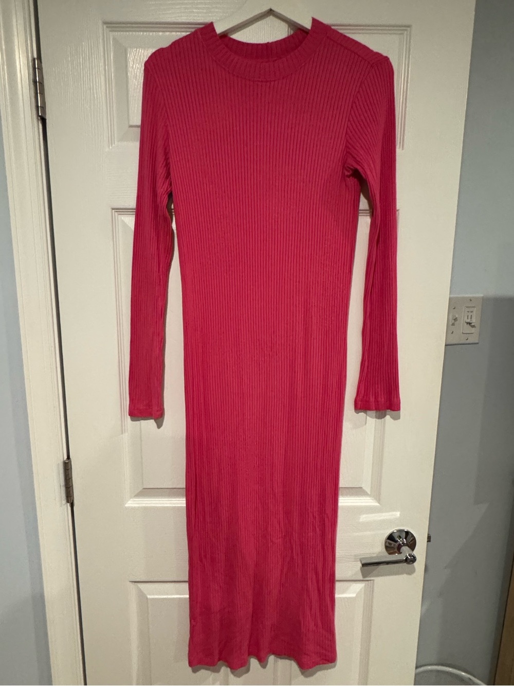 Velvet by Graham & Spencer Ribbed Long Sleeve Bodycon Dress - Hot Pink